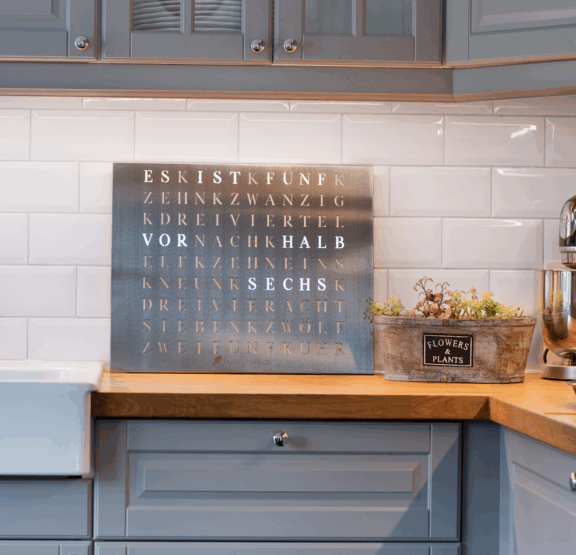 The look of Wordclock Jupiter Stainless Steel