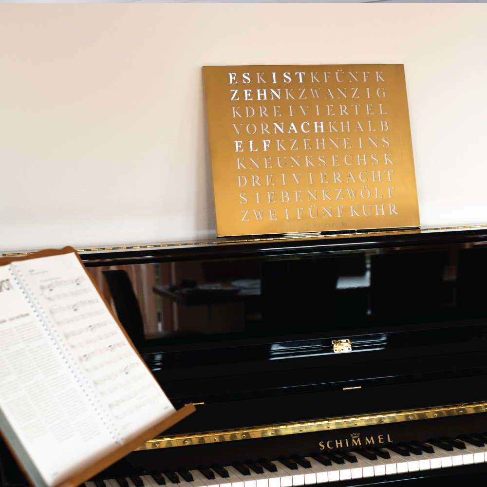 The new Wordclock Jupiter Stainless Steel in gold