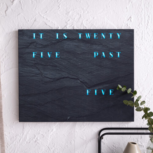 Wordclock Jupiter Dark Slate English Version in interior