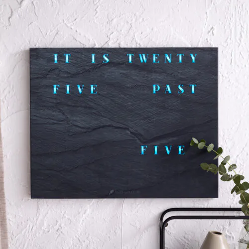 Wordclock Jupiter Dark Slate English Version in interior