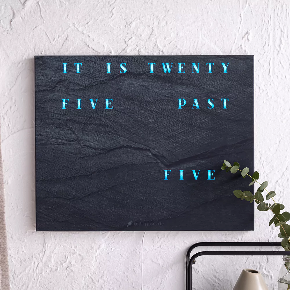 Wordclock Jupiter Dark Slate English Version in interior