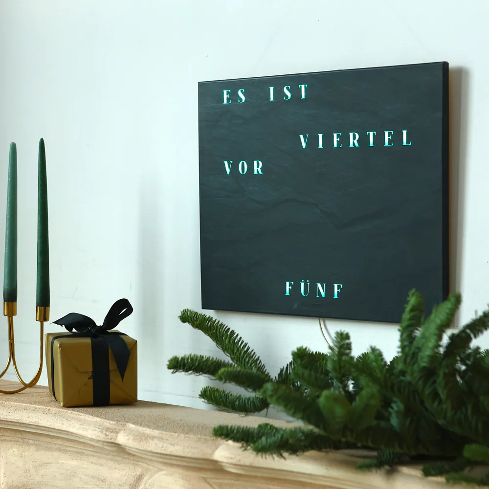 Wordclock Jupiter Schiefer Optik