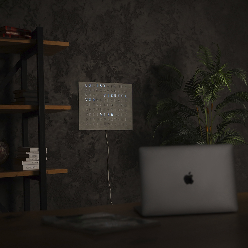 Wordclock Jupiter Concrete