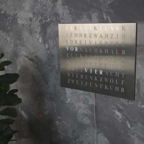 Wordclock Jupiter Edelstahl gelasert