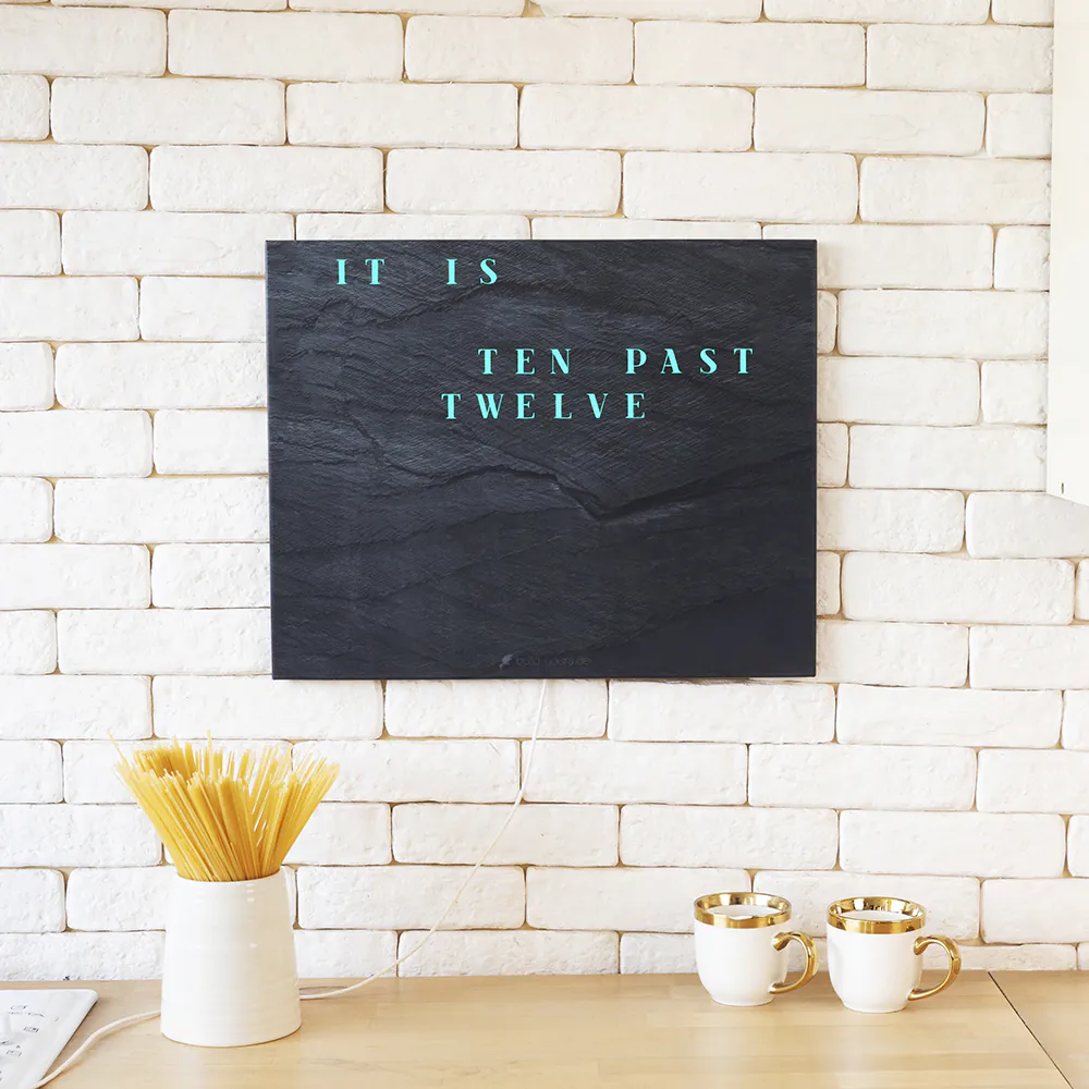 The look of Wordclock Jupiter Dark Slate English Version