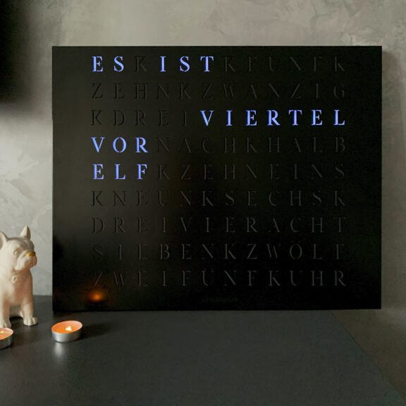 Wordclock Jupiter Stainless Steel in matt black