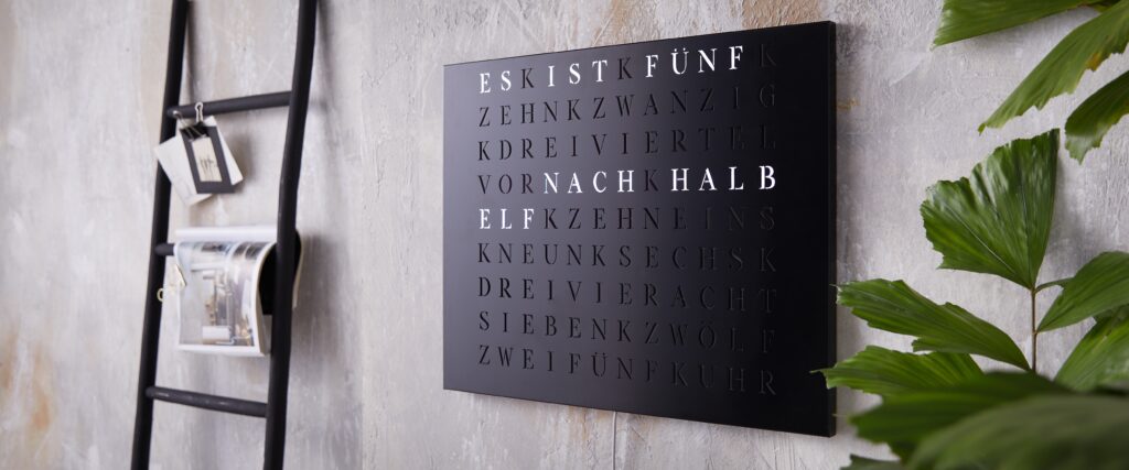 Wordclock Jupiter Stainless Steel in matt black