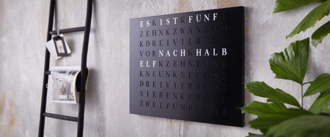 Wordclock Jupiter Stainless Steel in matt black