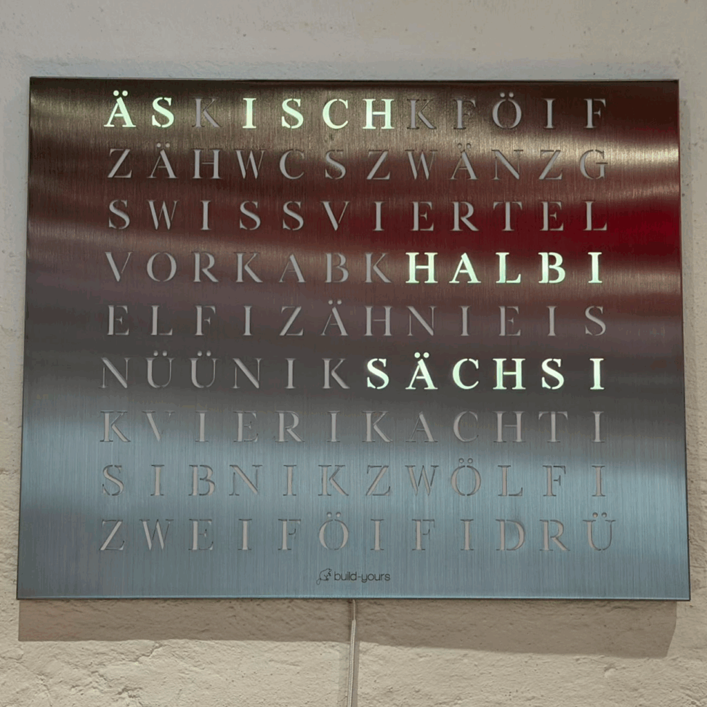 The new Wordclock Jupiter Edelstahl - Swiss Edition