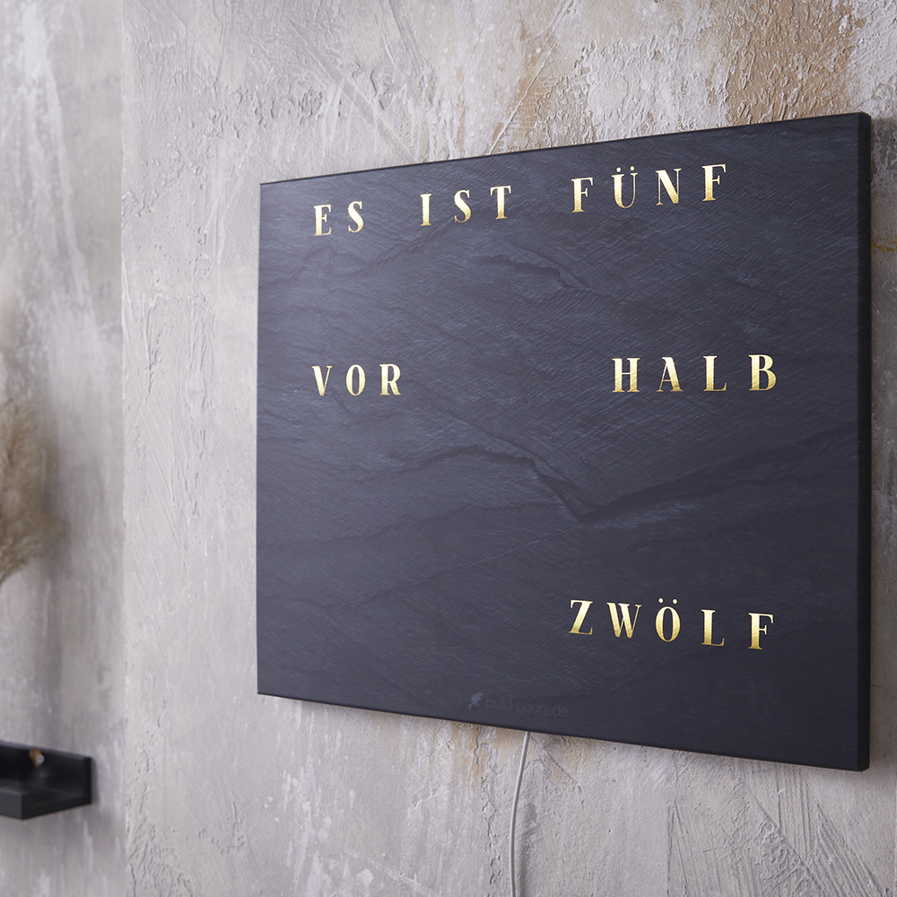 Wordclock Jupiter Slate look in interior