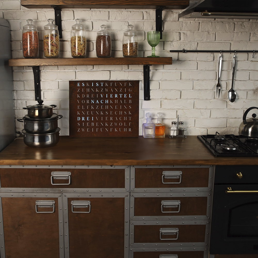 Wordclock Jupiter Rusted Iron