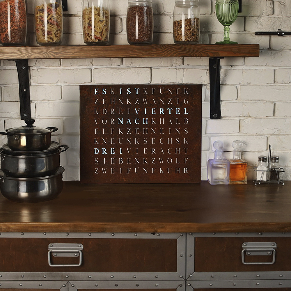 Wordclock Jupiter Rusted Iron