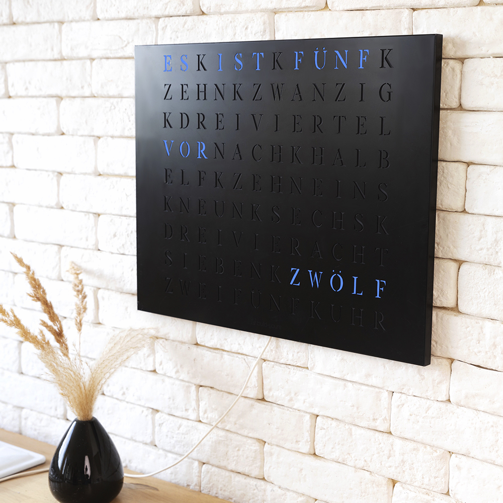 Wordclock Jupiter Stainless Steel in matt black