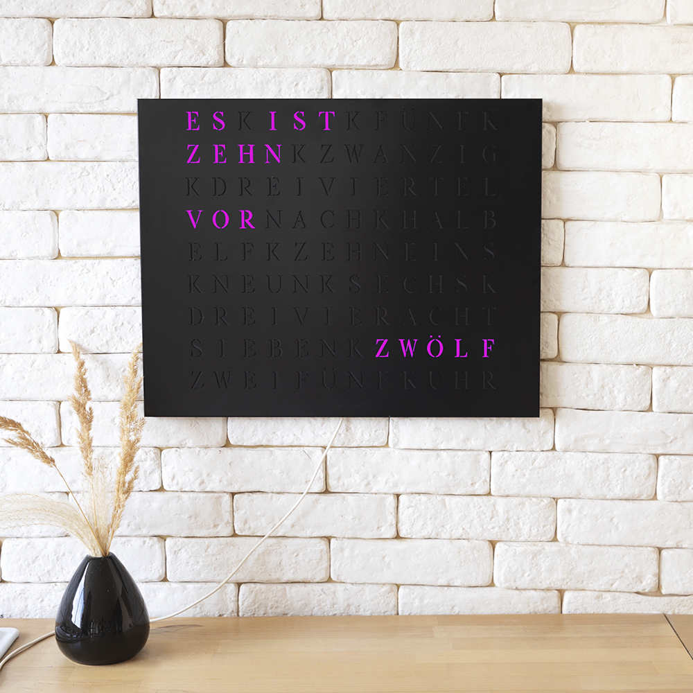 Wordclock Jupiter Stainless Steel in matt black