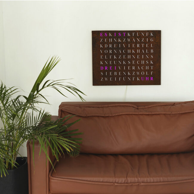 The new Wordclock Jupiter Rusted Iron