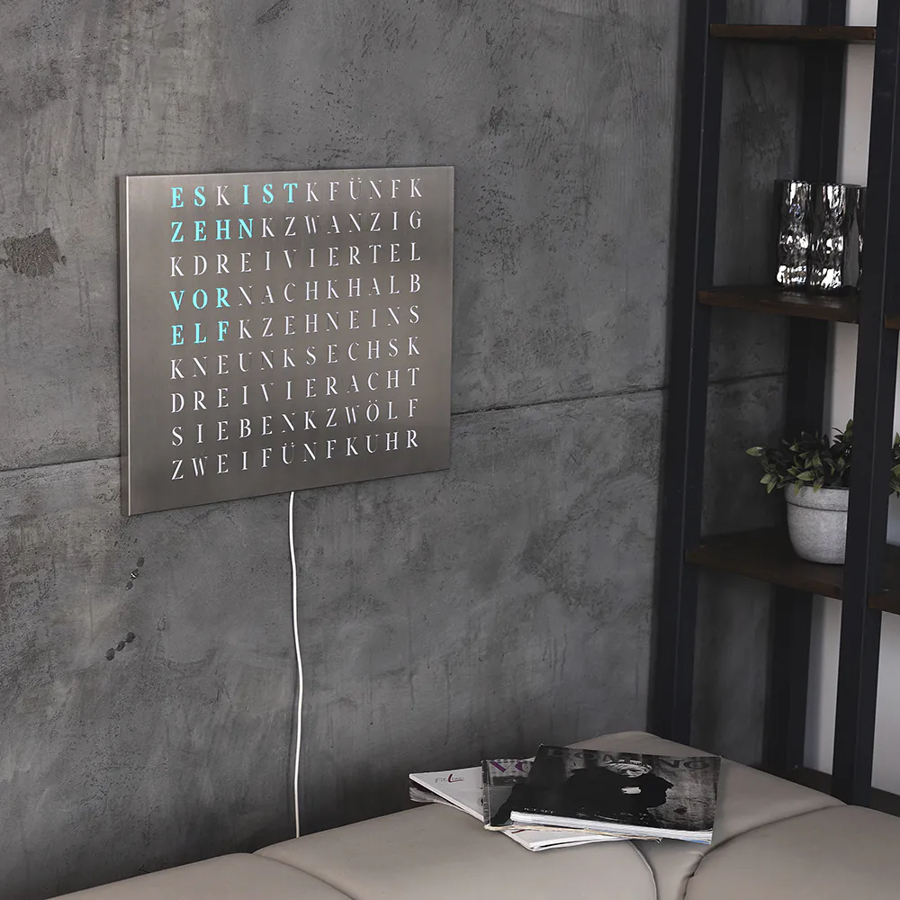 The new Wordclock Jupiter Edelstahl gelasert