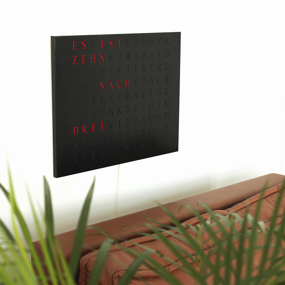 Wordclock Jupiter Stainless Steel in matt black