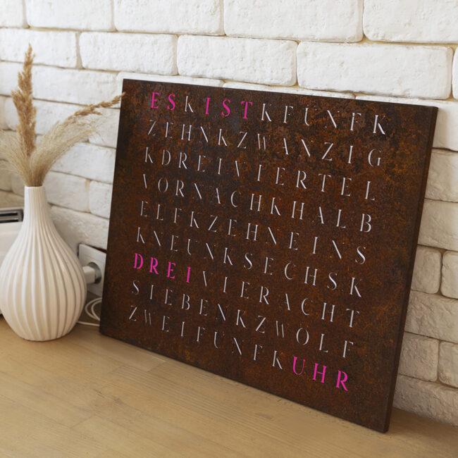 Wordclock Jupiter Rusted Iron