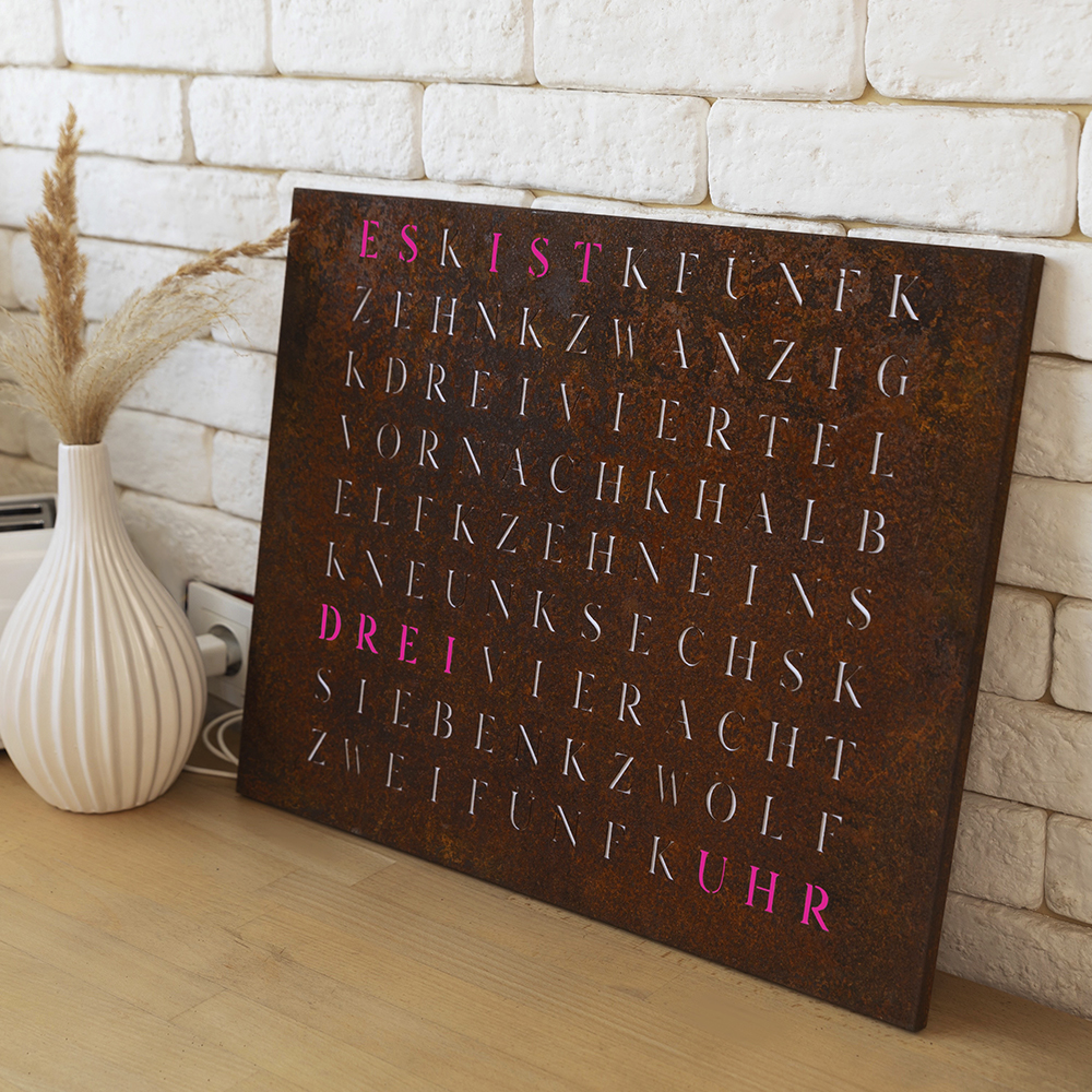 Wordclock Jupiter Rusted Iron