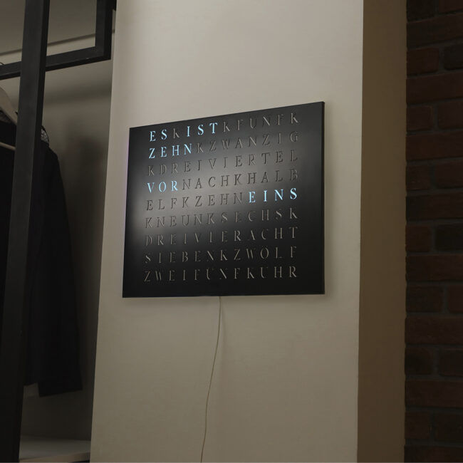 The new Wordclock Jupiter Stainless Steel in matt black