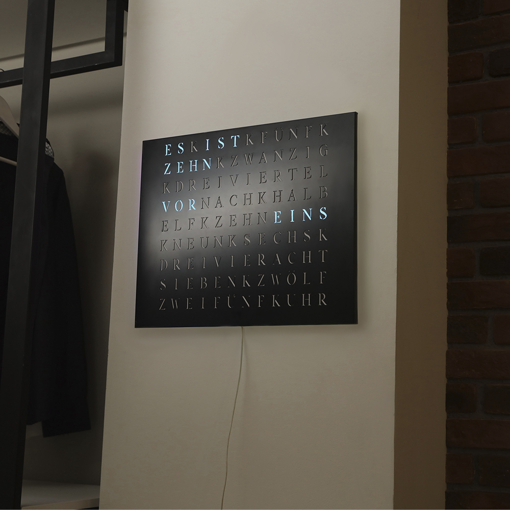 The new Wordclock Jupiter Stainless Steel in matt black