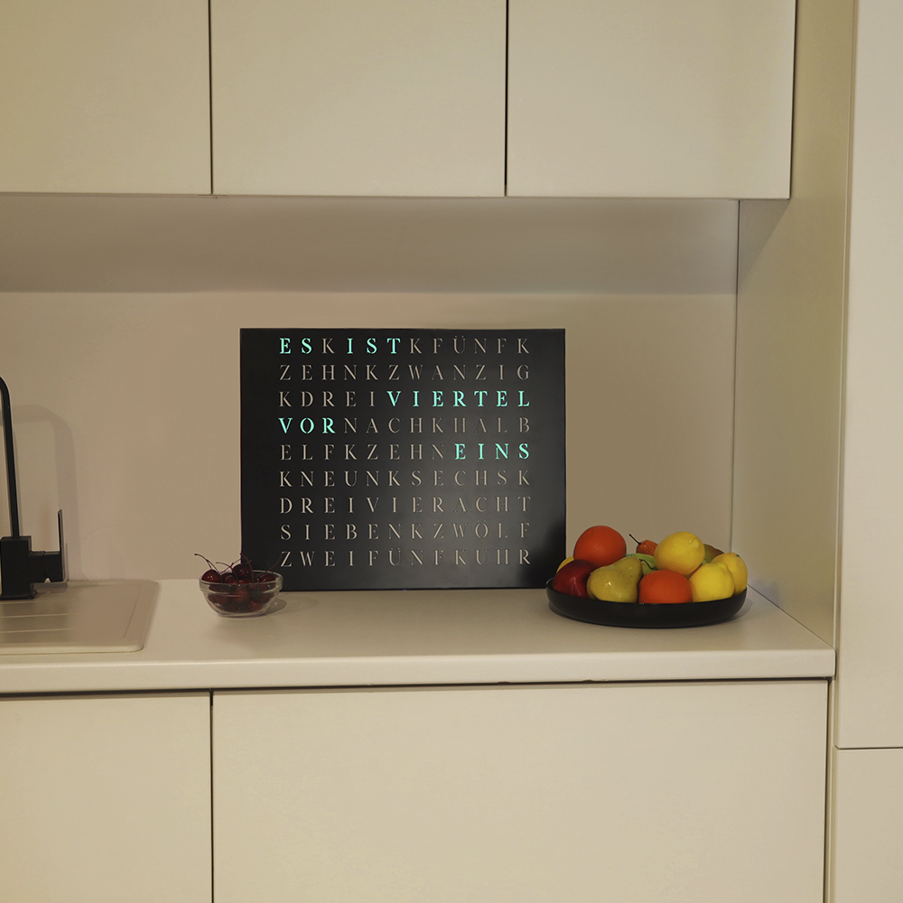 Wordclock Jupiter Stainless Steel in matt black