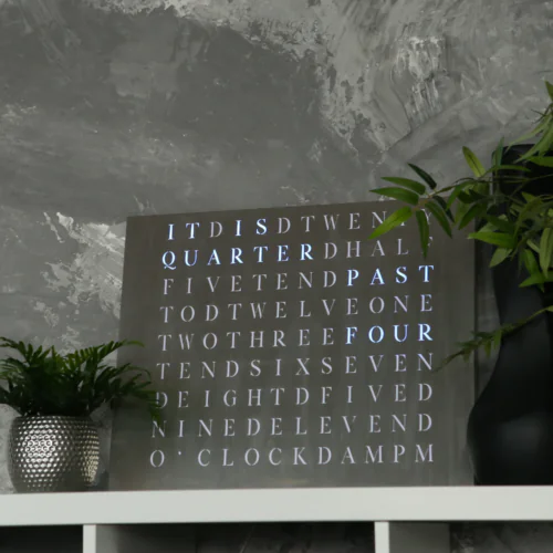 Wordclock Jupiter Edelstahl gelasert - Englische Version