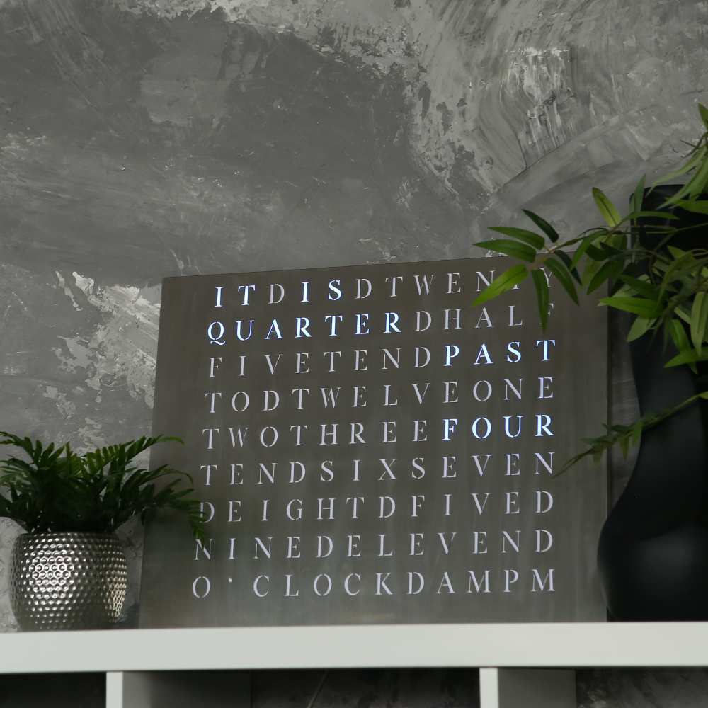 Wordclock Jupiter Stainless Steel - English version