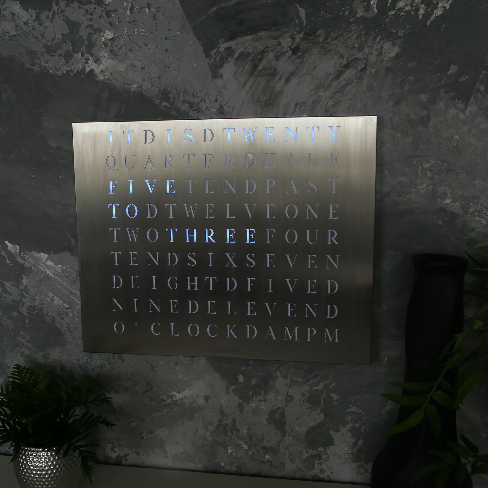 Wordclock Jupiter Stainless Steel - English version