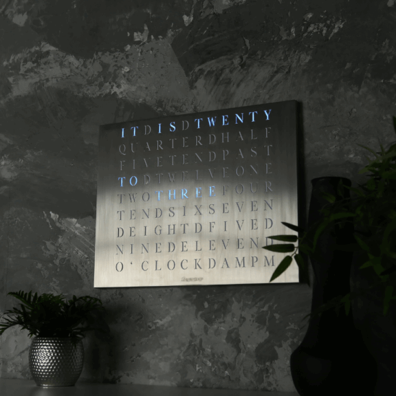 Wordclock Jupiter Stainless Steel - English version