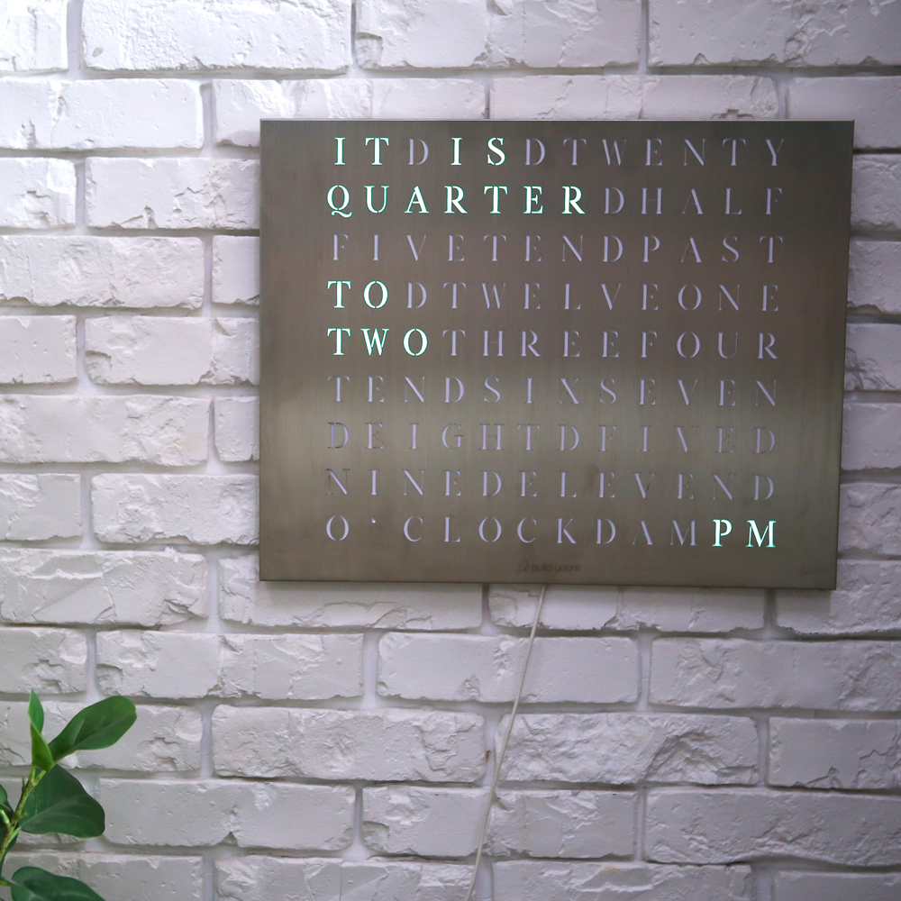 Wordclock Jupiter Stainless Steel - English version closeup