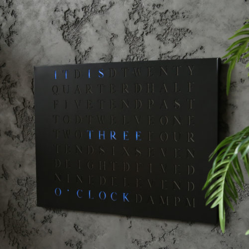 Wordclock Jupiter Stainless Steel in matt black - English version