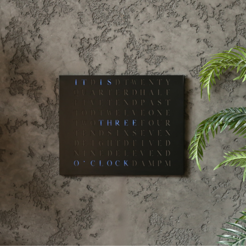 Wordclock Jupiter Stainless Steel in matt black - English version