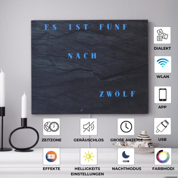 Wordclock Jupiter Slate look