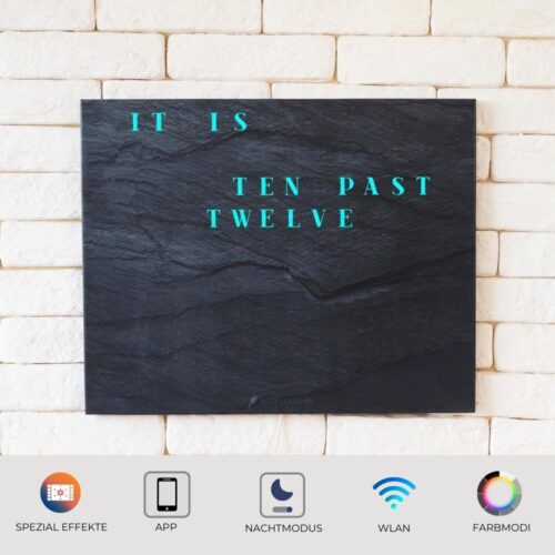 Wordclock Jupiter Dark Slate English Version closeup