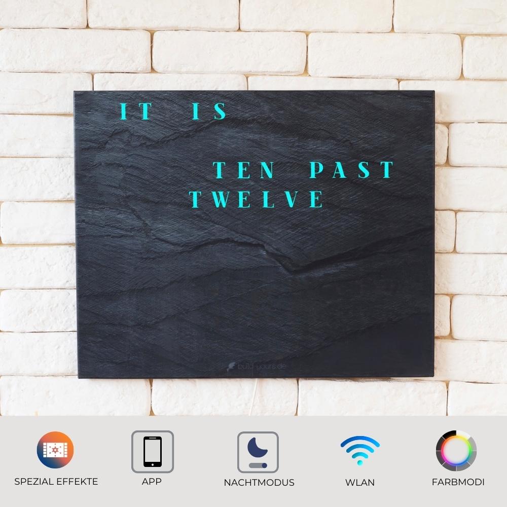 Wordclock Jupiter Dark Slate English Version closeup