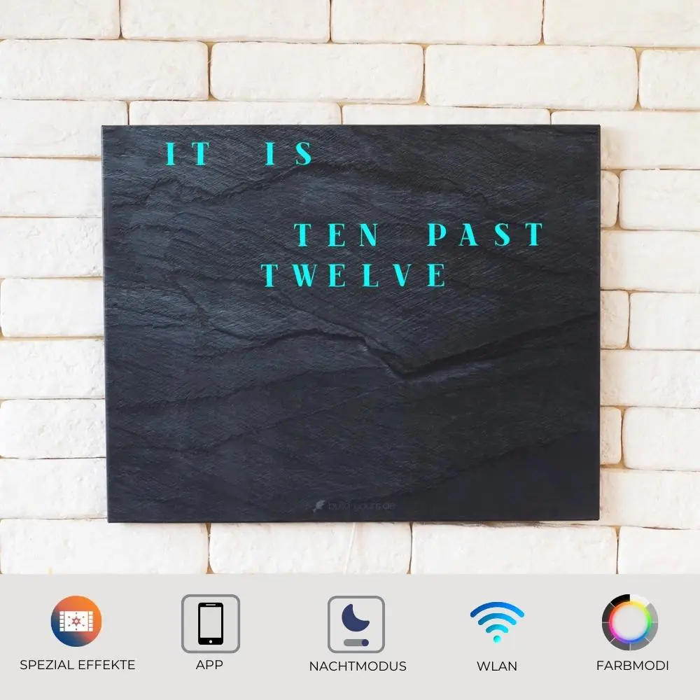 Wordclock Jupiter Dark Slate English Version closeup