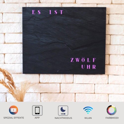 The look of Wordclock Jupiter Slate look