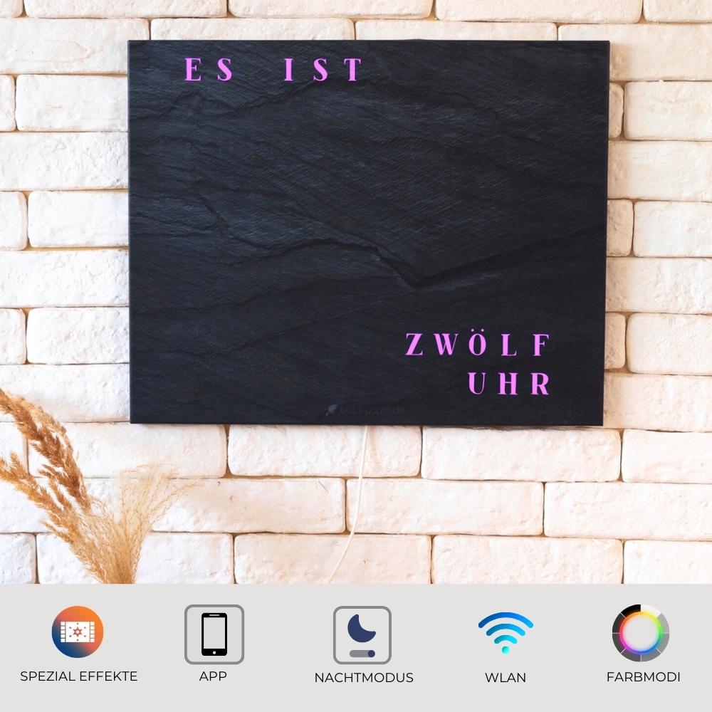 The look of Wordclock Jupiter Slate look