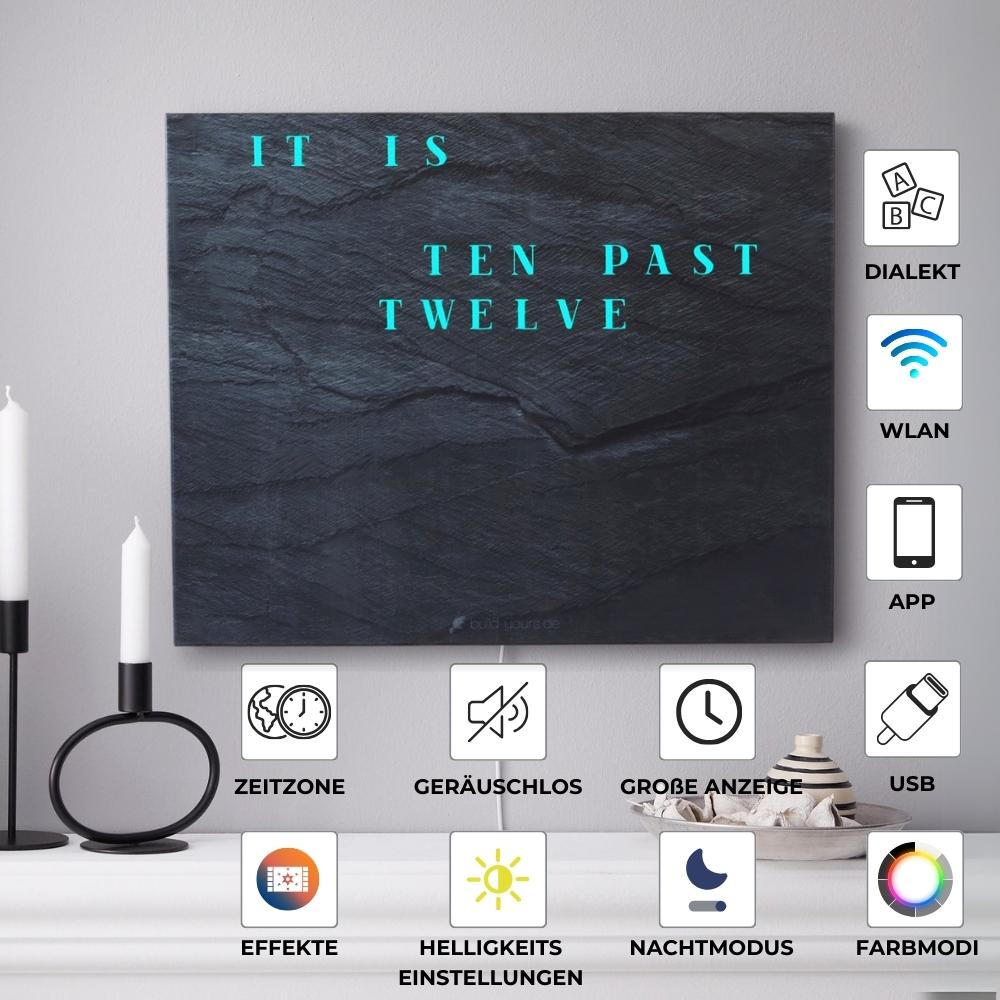Wordclock Jupiter Dark Slate English Version