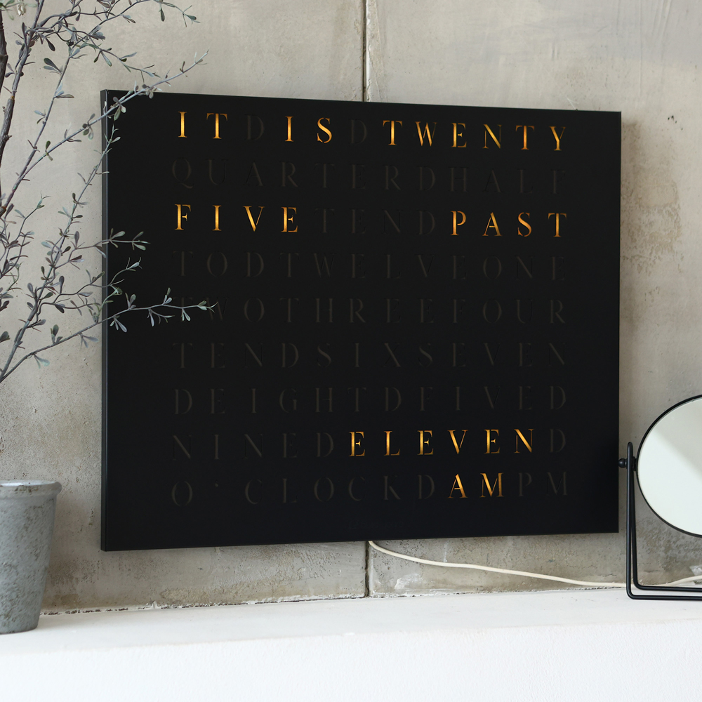 Wordclock Jupiter Stainless Steel in matt black - English version