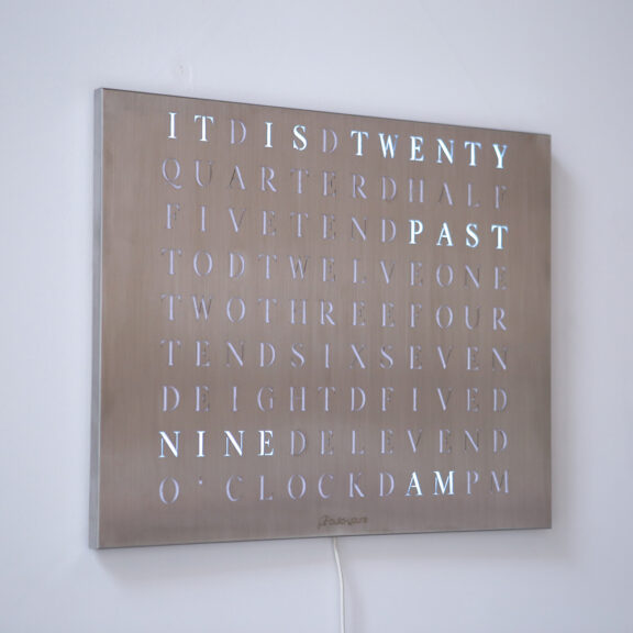 The new Wordclock Jupiter Stainless Steel - English version