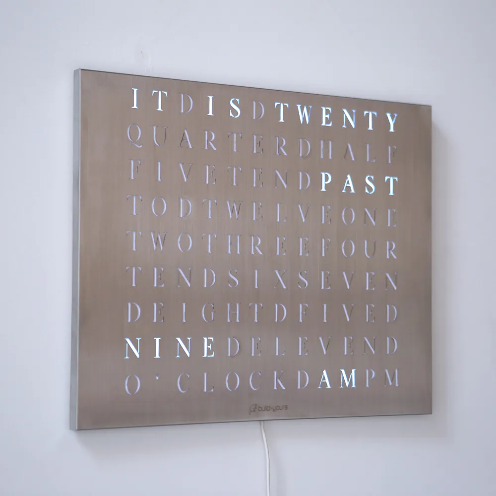 The new Wordclock Jupiter Edelstahl gelasert - Englische Version