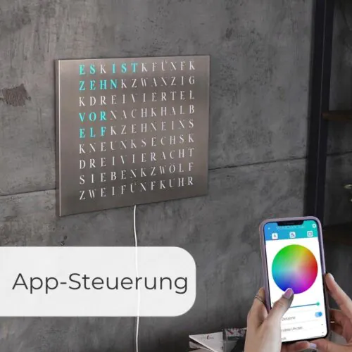Wordclock Jupiter Edelstahl gelasert