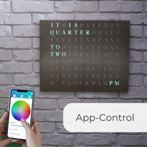 Wordclock Jupiter Edelstahl gelasert - Englische Version