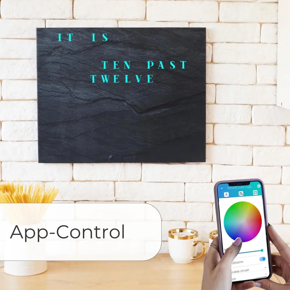 Wordclock Jupiter Dark Slate English Version