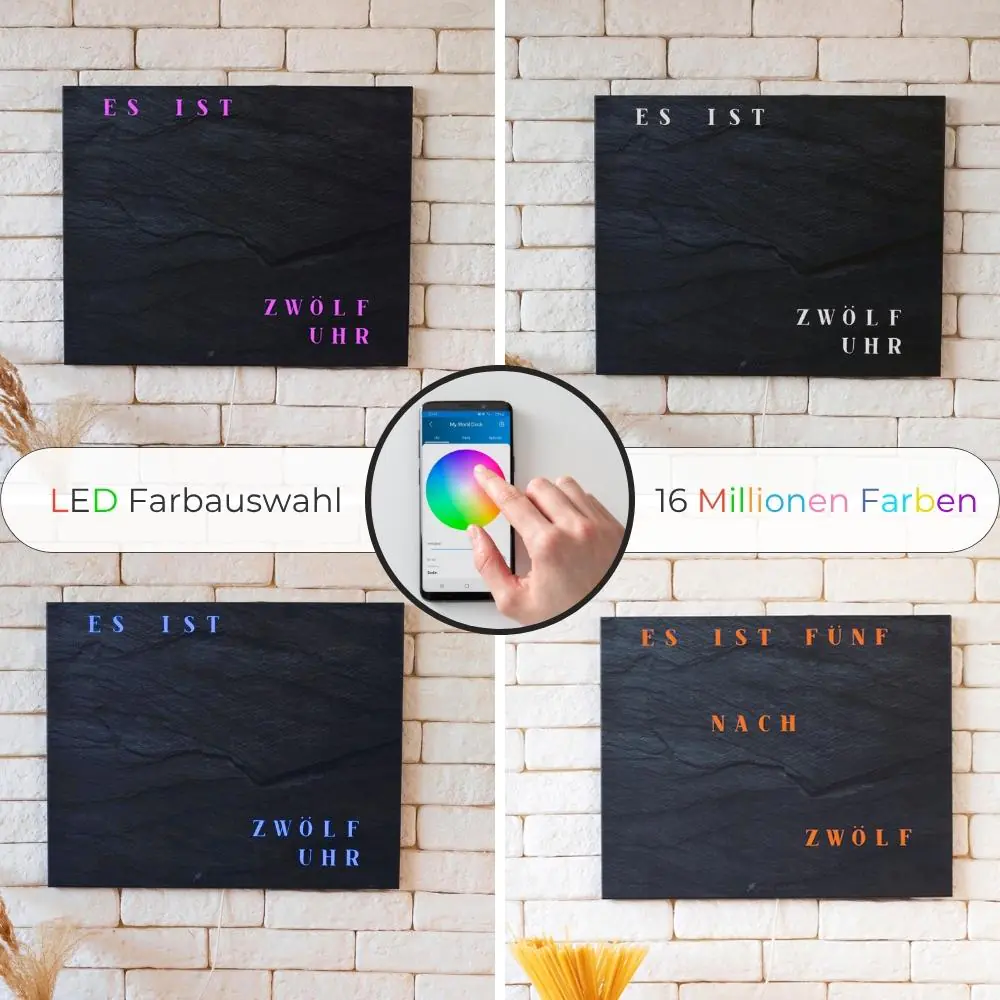 Wordclock Jupiter Schiefer Optik