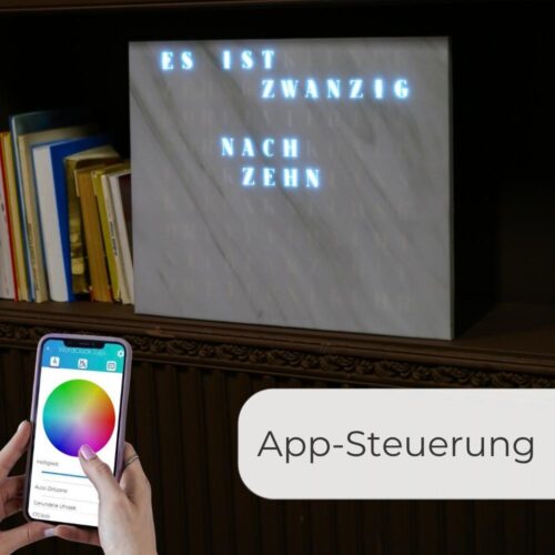 Wordclock Jupiter Weißer Marmor Optik