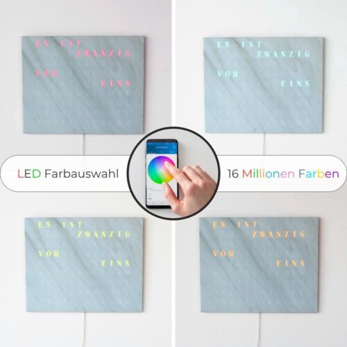 Wordclock Jupiter Weißer Marmor Optik