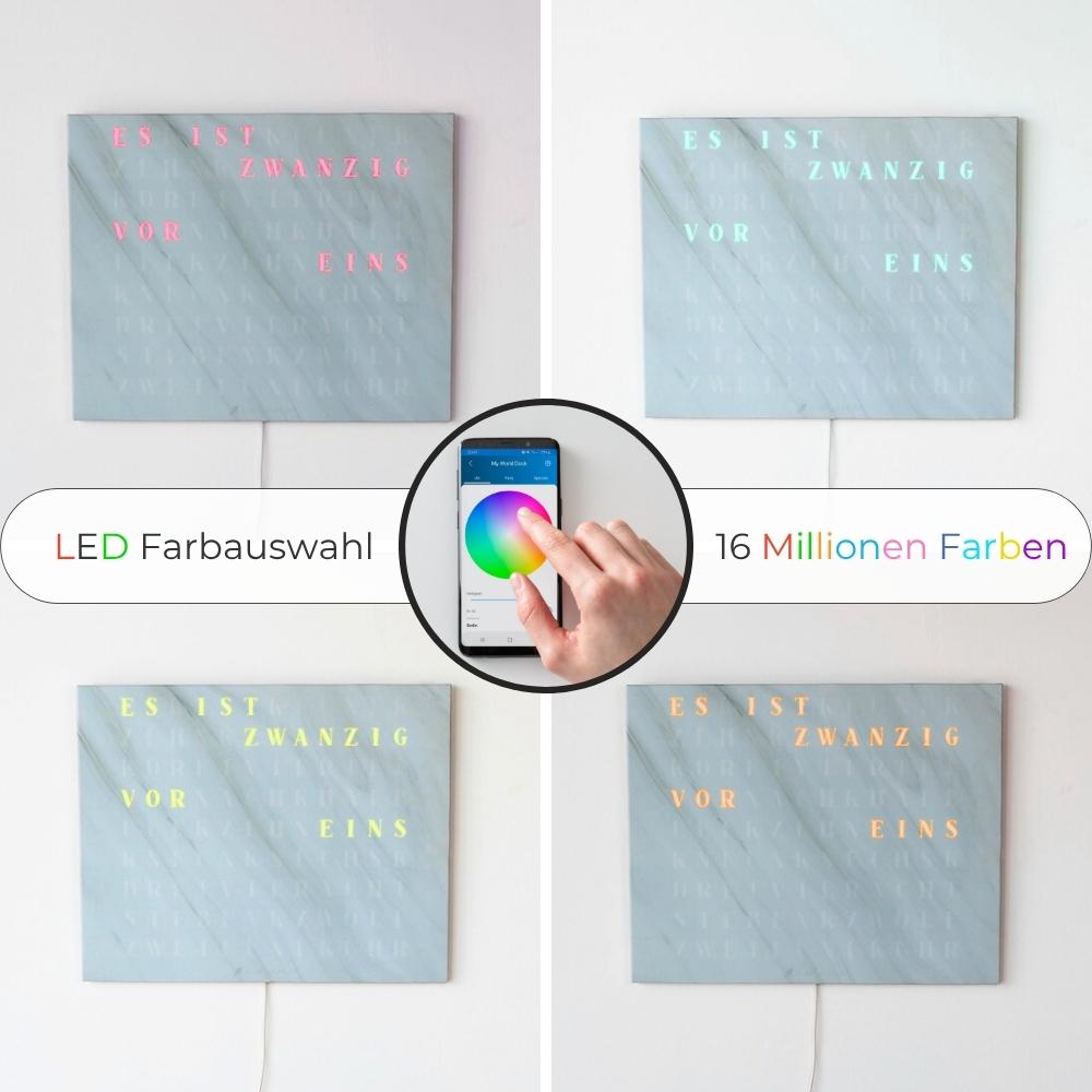 Wordclock Jupiter Weißer Marmor Optik